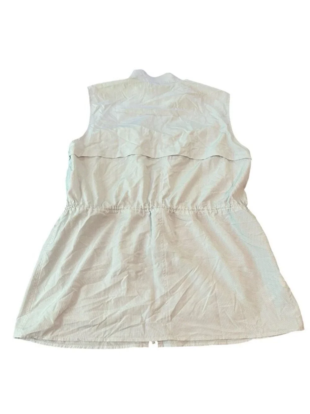 Eddie Bauer Vest Womens XL Cream Travel Safari Utility Fishing Pockets Logo Fish - Picture 2 of 6